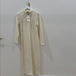 Zara Cream Long Sleeve Dress